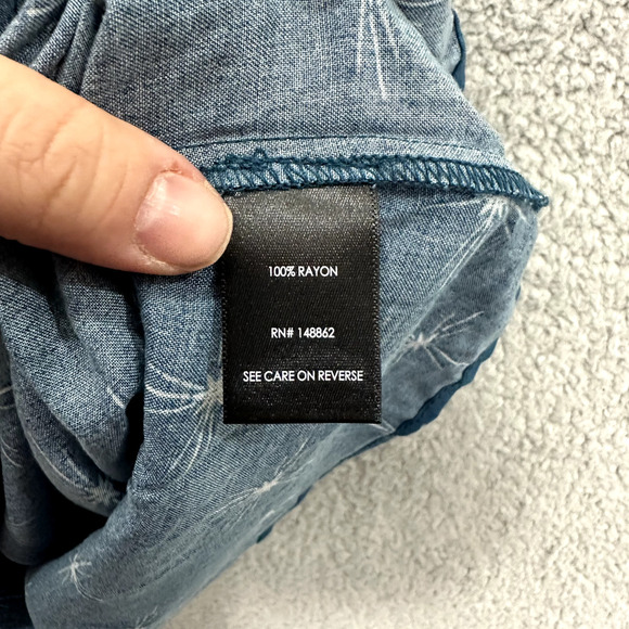 Torrid‎ Tank Top Womens 5X Blue Geometric Star V Neck Flowy Challis Stitch Boho - Picture 6 of 7